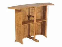 Garden Furniture - Mesa de bar plegable de madera teca maciza 155x53x105 cm Marru00f3n Clearance