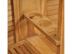 Garden Furniture - Mesa de bar plegable de madera teca maciza 155x53x105 cm Marru00f3n Clearance