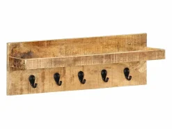 Garden Furniture Perchero|- Perchero de pared madera maciza de mango sin tratar 60x15x20 cm
