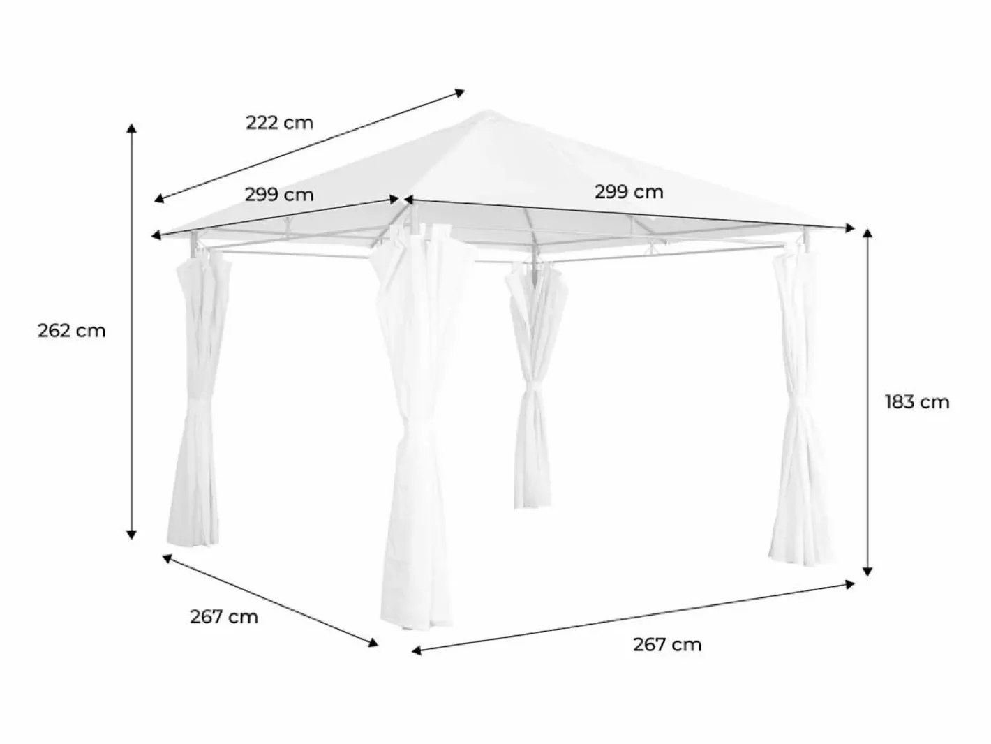 Gazebo de jardín con cortinas 3x3m crudo^Sweeek Clearance