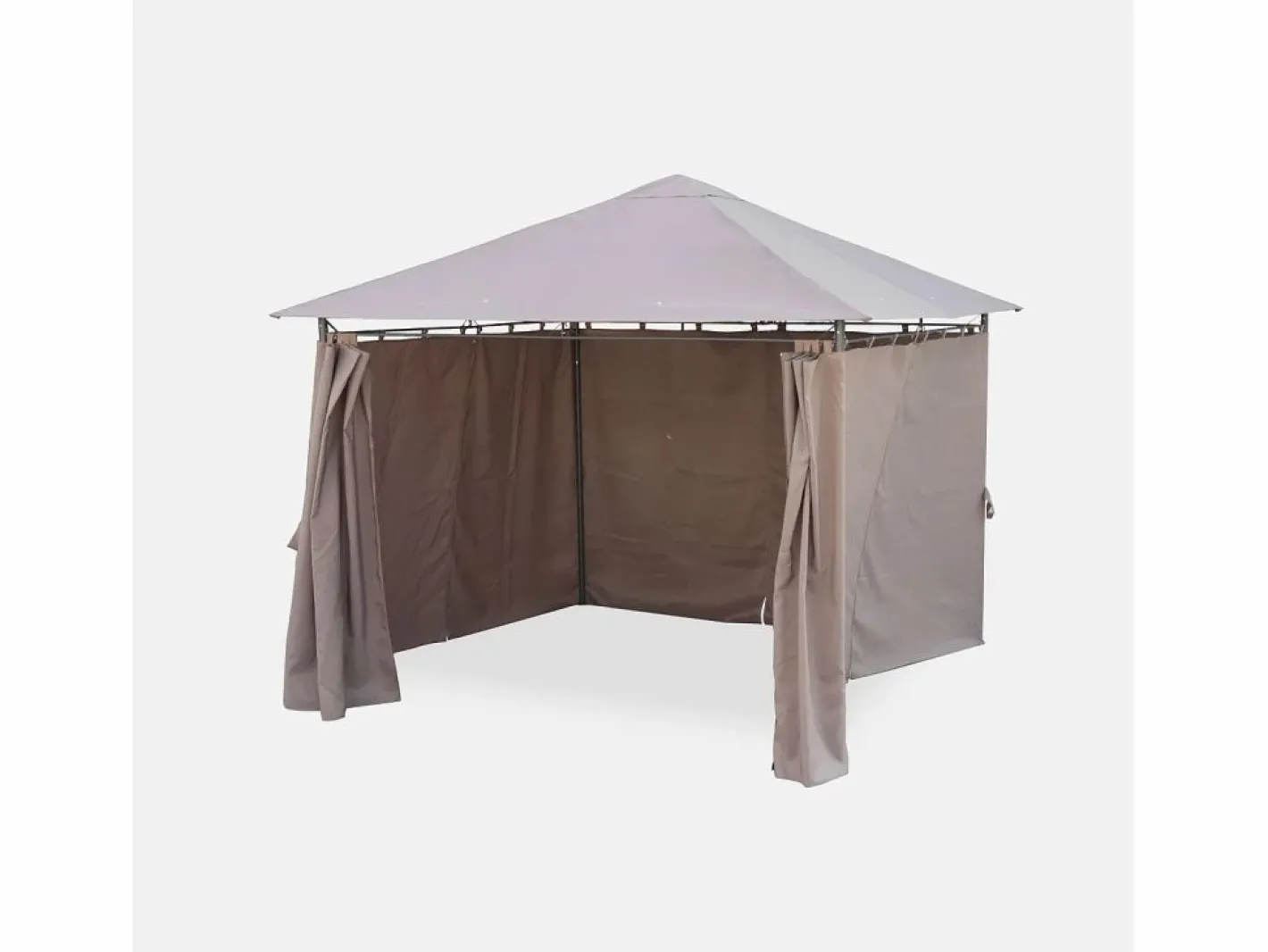 Sweeek Gazebo de jardín con cortinas 3x3m pardo Topo Best