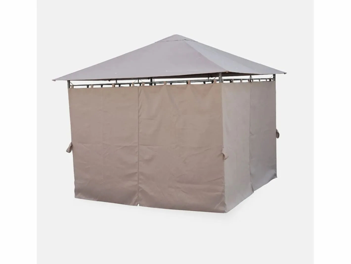 Sweeek Gazebo de jardín con cortinas 3x3m pardo Topo Best