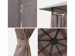 Sweeek Gazebo de jardín con cortinas 3x3m pardo Topo Best