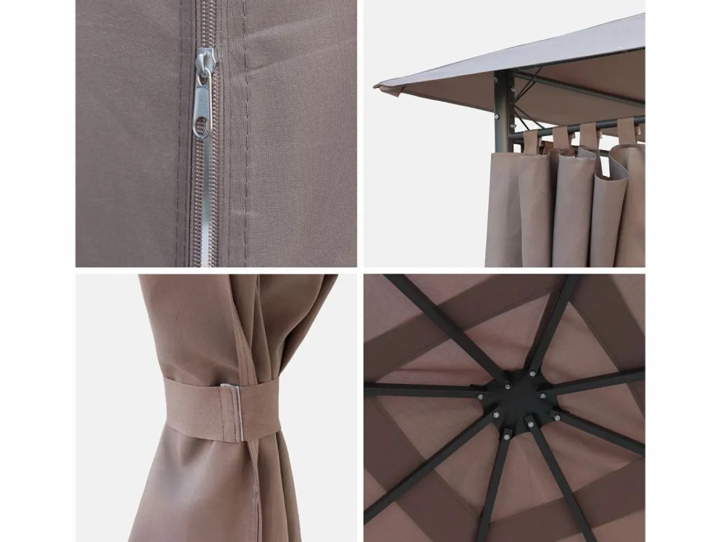 Sweeek Gazebo de jardín con cortinas 3x3m pardo Topo Best
