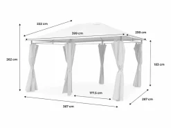 Sweeek Gazebo de jardín 3x4m con cortinas crudo Blanco New
