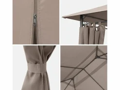 Sweeek Gazebo de jardín 3x4m con cortinas pardo Topo Best