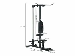 Gimnasio multifuncional para casa, de acero y polipiel, color , regulable con asiento y pedal antideslizante (140x108x197cm)^ Best