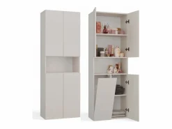 TOPESHOP GLAZE - Mueble de cuarto de baño con cesta - Estilo moderno - 174x60x30 cm - Columna de cuarto de baño Beige