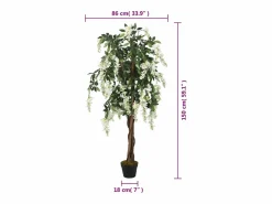 Planta Artificial|Glicina artificial 840 hojas 150 cm y blanco