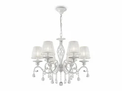 Maytoni Lámpara Suspendida|Grace Araña Blanca con Oro y Cristal, con Pantallas, 6 Luces, E14