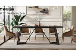 Tribesigns Gran escritorio rectangular para portátiles con estructura de metal - 180 cm - para el despacho en casa - Negro Sale