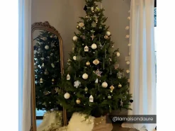 OZAIA Gran espejo de madera de paulownia con molduras, H.180 cm, , MERRY Dorado Sale