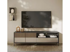 Calicosy Gran mueble TV 2 puertas, 1 cajón y 1 nicho L206 cm - EVEREST Beige Clearance