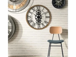Gran Reloj de Pared Industrial de Madera y Metal D 70 cm^Atmosphera Discount