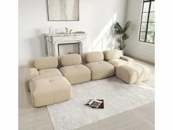 DripeX Gran sofá angular modular 388cm - de Pana - con 4 cojines y 2 otomanas - ergonómico - Beige