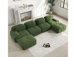 DripeX Sofás Club|Gran sofá angular modular 388cm - de Pana - con 4 cojines y 2 otomanas - ergonómico -