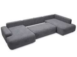 Vente-unique Gran sofá cama rinconera derecha panorámico tela texturizada DAVISO Gris antracita Online
