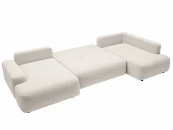 Gran sofá cama rinconera derecha panorámico en tela texturizada DAVISO^Vente-unique