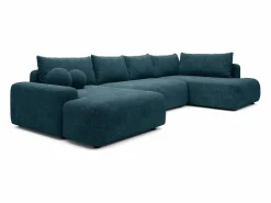 Vente-unique Sofá Xxl|Gran sofá cama rinconera derecha panorámico de 8 plazas en tela texturizada DAVISO