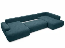 Vente-unique Sofá Xxl|Gran sofá cama rinconera derecha panorámico de 8 plazas en tela texturizada DAVISO
