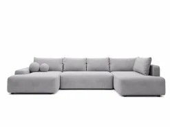 Vente-unique Sofá Xxl|Gran sofá cama rinconera derecha panorámico en tela texturizada DAVISO