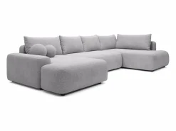 Vente-unique Sofá Xxl|Gran sofá cama rinconera derecha panorámico en tela texturizada DAVISO