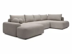 Vente-unique Sofá Xxl|Gran sofá cama rinconera derecha panorámico 8 plazas en tela texturizada DAVISO