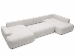 Vente-unique Sofá Xxl|Gran sofá cama rinconera derecha panorámico de 8 plazas en tela texturizada DAVISO