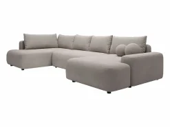 Vente-unique Todos Los Sofás|Sofá De Tela|Gran sofá cama rinconera izquierda panorámico 8 plazas tela texturizada DAVISO