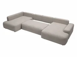 Vente-unique Todos Los Sofás|Sofá De Tela|Gran sofá cama rinconera izquierda panorámico 8 plazas tela texturizada DAVISO