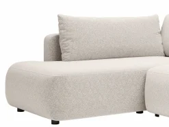 Vente-unique Gran sofá cama rinconera izquierda panorámico en tela texturizada DAVISO Crema Clearance