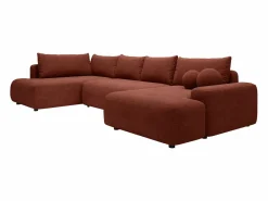 Gran sofá cama rinconera izquierda panorámico en tela texturizada DAVISO^Vente-unique