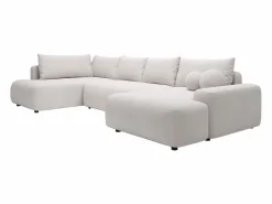 Gran sofá cama rinconera izquierda panorámico de 8 plazas tela texturizada DAVISO^Vente-unique Best