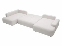 Gran sofá cama rinconera izquierda panorámico de 8 plazas tela texturizada DAVISO^Vente-unique Best