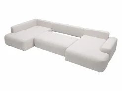 Gran sofá cama rinconera izquierda panorámico de 8 plazas tela texturizada DAVISO^Vente-unique Best