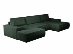 Gran sofá cama rinconera panorámico de pana con compartimentos AMELIA^Vente-unique Sale