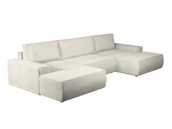 Vente-unique Sofás Y Sillones|Sofá Xxl|Gran sofá cama rinconera panorámico de pana arcón AMELIA