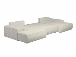 Vente-unique Sofás Y Sillones|Sofá Xxl|Gran sofá cama rinconera panorámico de pana arcón AMELIA