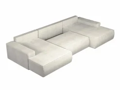 Vente-unique Sofás Y Sillones|Sofá Xxl|Gran sofá cama rinconera panorámico de pana arcón AMELIA