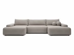 Gran sofá cama rinconera panorámico 7 plazas en tela texturizada DAVISO^Vente-unique Discount