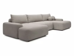 Gran sofá cama rinconera panorámico 7 plazas en tela texturizada DAVISO^Vente-unique Discount
