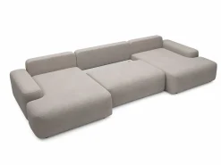 Gran sofá cama rinconera panorámico 7 plazas en tela texturizada DAVISO^Vente-unique Discount