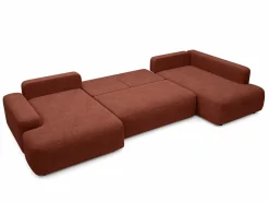 Gran sofá cama rinconera panorámico derecho en tela texturizada DAVISO^Vente-unique Sale