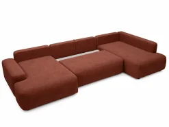Gran sofá cama rinconera panorámico derecho en tela texturizada DAVISO^Vente-unique Sale