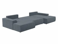 Vente-unique Gran sofá cama rinconera panorámico en tela texturizada AMELIA Azul Hot
