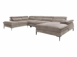 Vente-unique Sofá Xxl|Gran sofá cama rinconera panorámico de terciopelo marrón SEPINA de Pascal Morabito