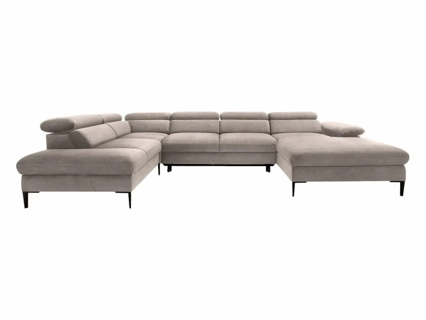 Vente-unique Sofá Xxl|Gran sofá cama rinconera panorámico de terciopelo marrón SEPINA de Pascal Morabito