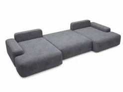 Vente-unique Gran sofá cama rinconera panorámico de 7 plazas en tela texturizada DAVISO Gris antracita Sale