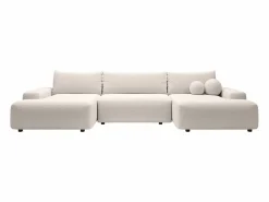 Vente-unique Sofá Xxl|Gran sofá cama rinconera panorámico en tela texturizada DAVISO
