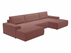 Vente-unique Sofá Vintage|Sofá Xxl|Gran sofá cama rinconera panorámico de tela AMELIA